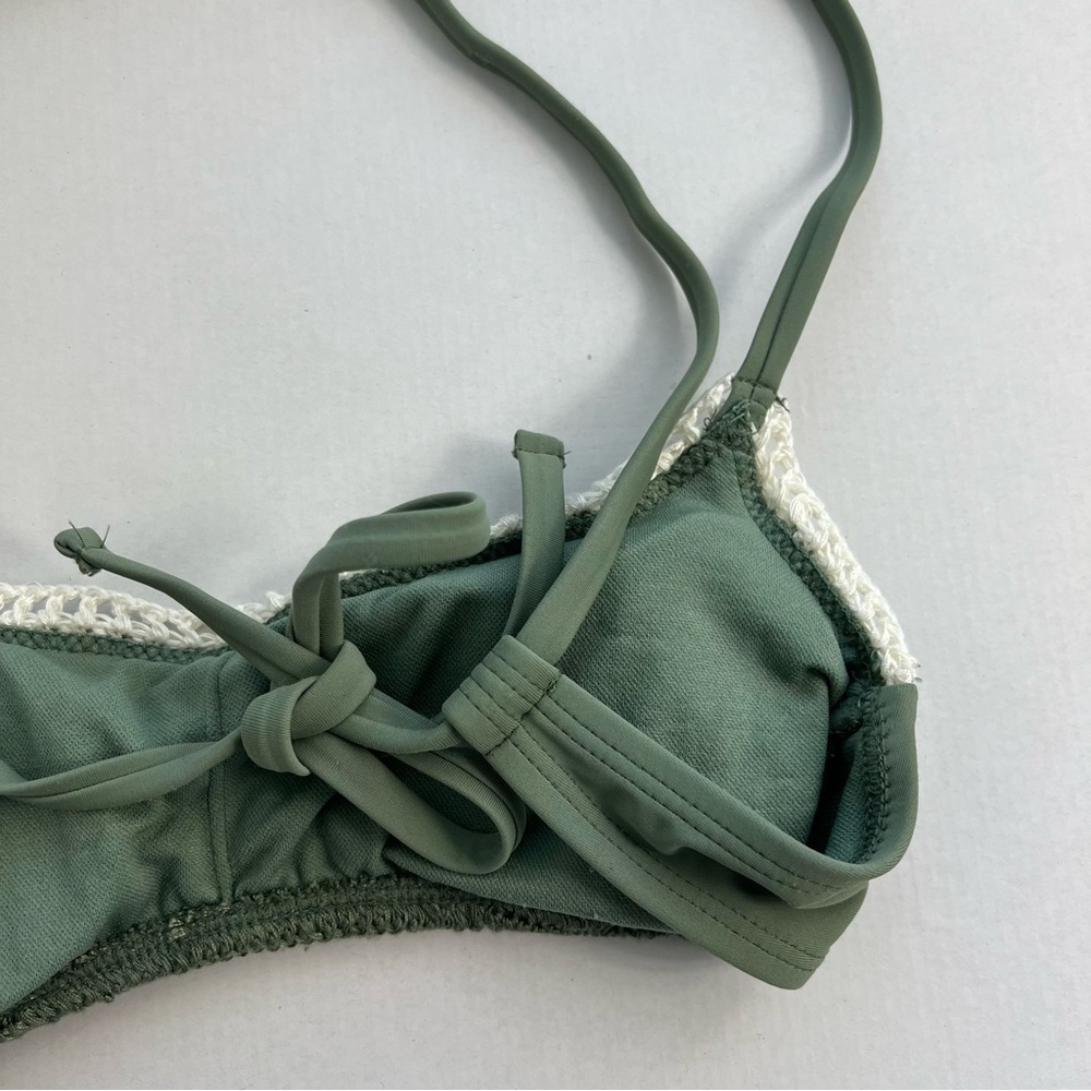 NWT Juniors' Crochet Bralette Bikini Top - Xhilaration Sage Green XS - Picture 14 of 14